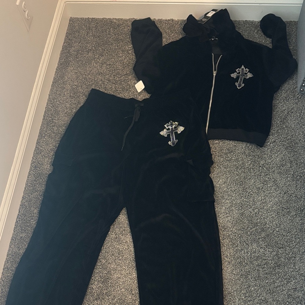 Fashion Nova Black Tracksuit Set